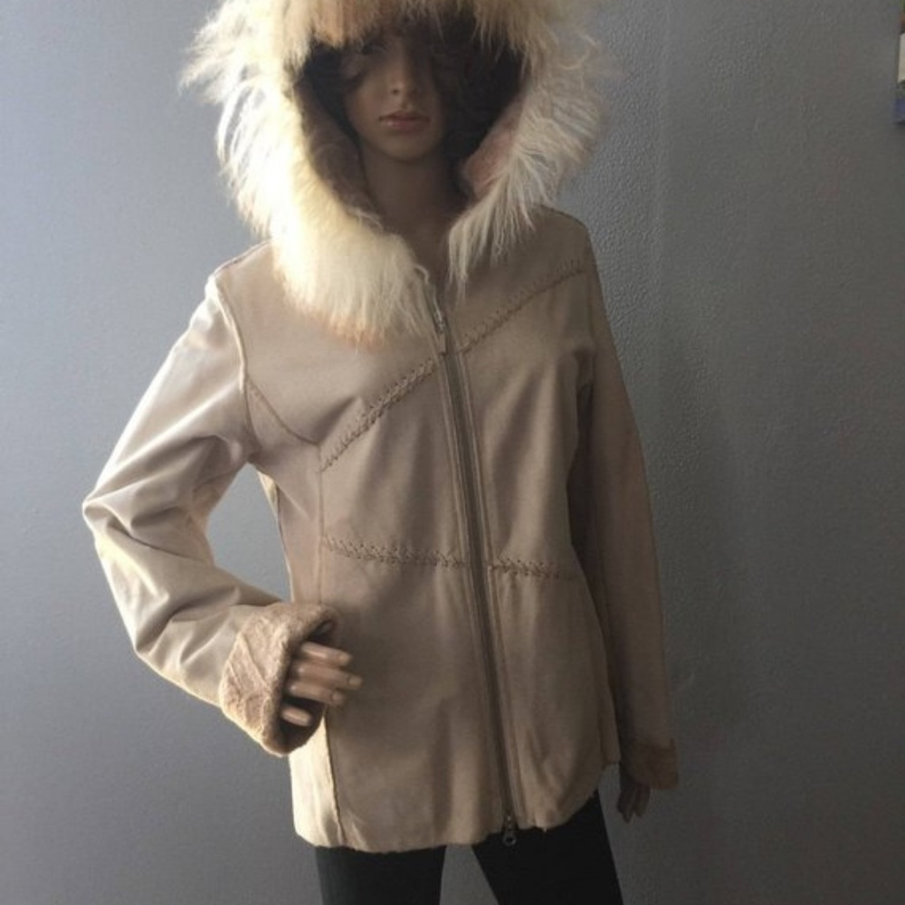 Womens Suede warm leather jacket